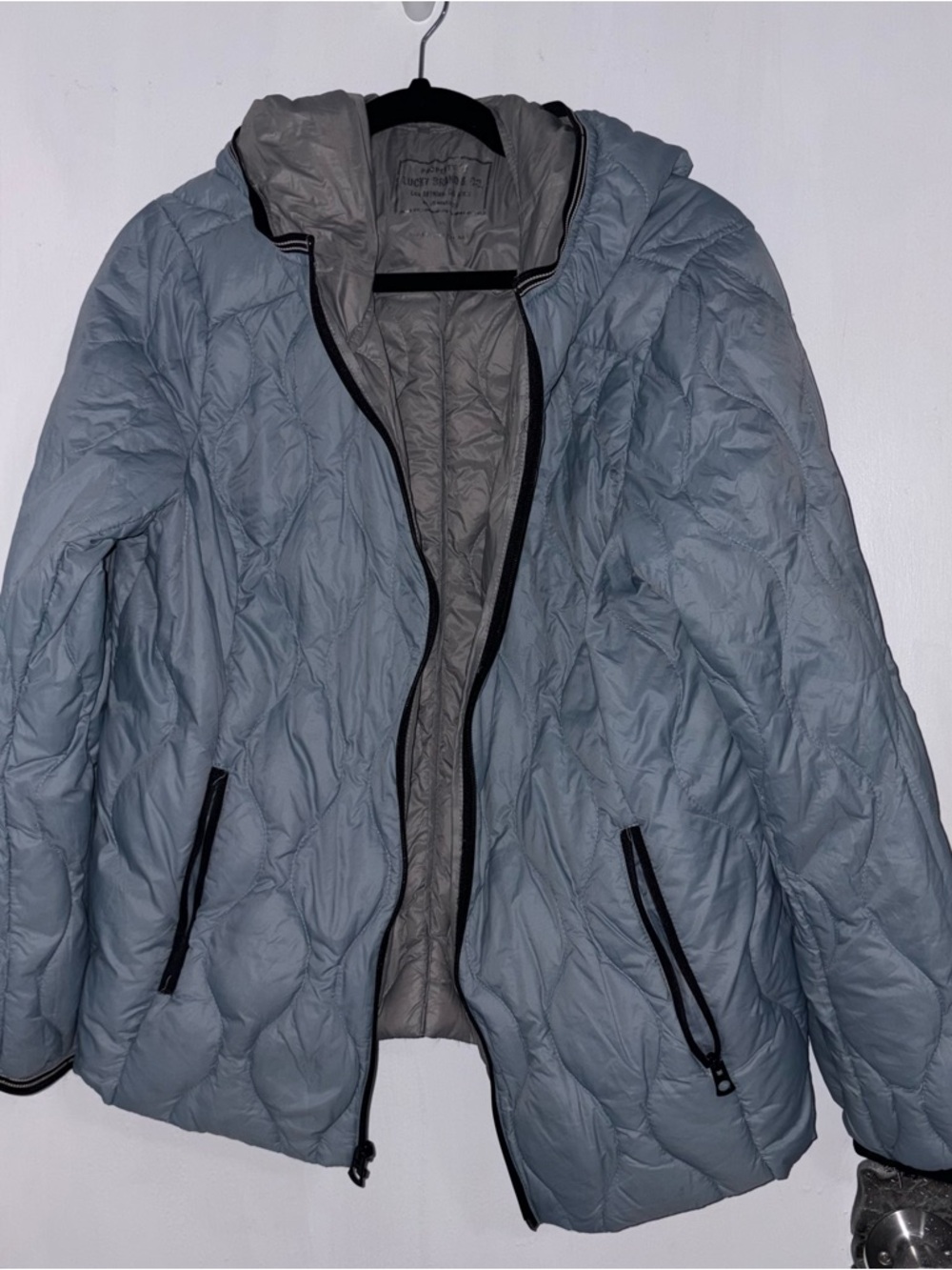 Lucky Brand Light Blue Quilted Hooded Ski Jacket